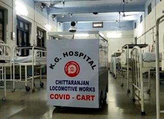 चिरेका में रिमोट नियंत्रित मेडिकल ट्रॉली का सफल परीक्षण चिरेका में रिमोट नियंत्रित मेडिकल ट्रॉली का सफल परीक्षण किया गया। चित्तरंजन रेल रेलवे कारखाने ने कोरोना रोगियों को ध्यान में रख इसे बनाया है।